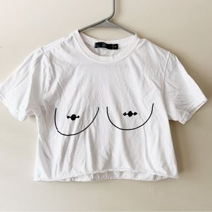 Free the nip white crop top tee size S